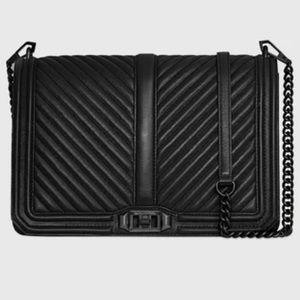 Rebecca Minkoff Chevron Suede Leather Quilted Jumbo Crossbody Bag